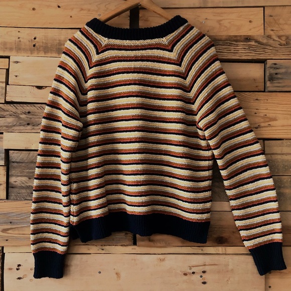 MADEWELL Arden cotton v-neck long-sleeved boxy fit striped sweater, size M. - Picture 5 of 8